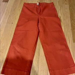 MADEWELL burnt orange/rust cropped straight wide leg pants!